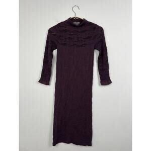Free People Intimately Size XS/S Bodycon Lace Long Sleeve MIDI Dress Purple Plum